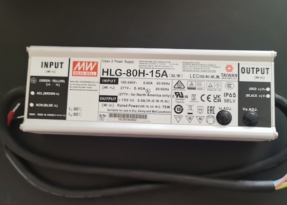 kupować Wodoszczelny sterownik IP65 LED 60w 75w 80w HLG-80H-15A 15V 5A Stały prąd / napięcie produkcja online
