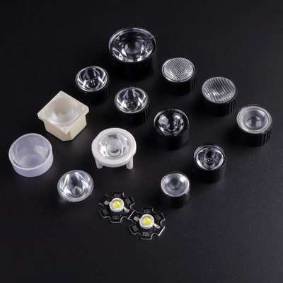 kupować 20mm przezroczysty 45-stopniowy obiektyw LED PMMA dla 1-watowych diod LED Bridgelux o dużej mocy produkcja online
