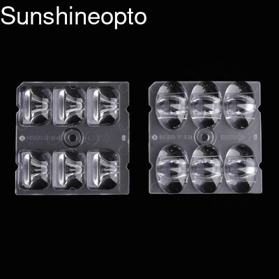 Sprzedaż hurtowa obiektywów LED o pojemności 50x50mm PC/PMMA klasy optycznej o przepuszczalności 95% dla oświetlenia LED