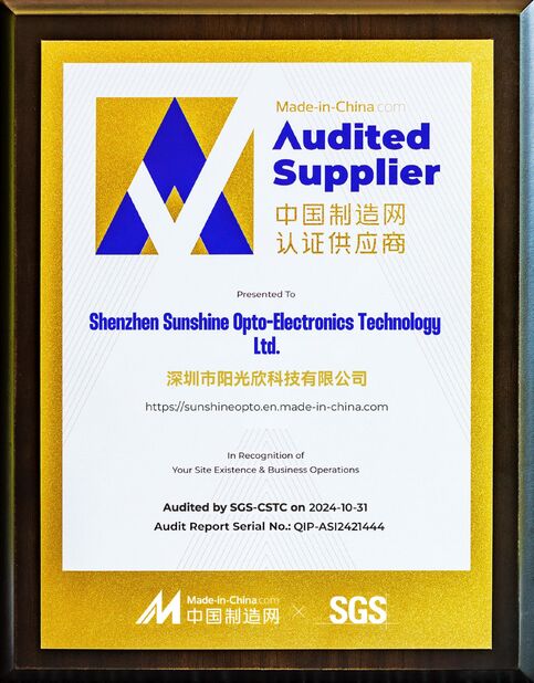 Chiny Sunshine Opto-electronics Enterprise Co.,ltd Certyfikaty